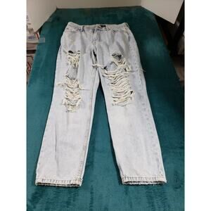 Aeropostale Jeans Size 6 Womens Blue Pants Ladies Distressed Mid Rise Baggy Mom